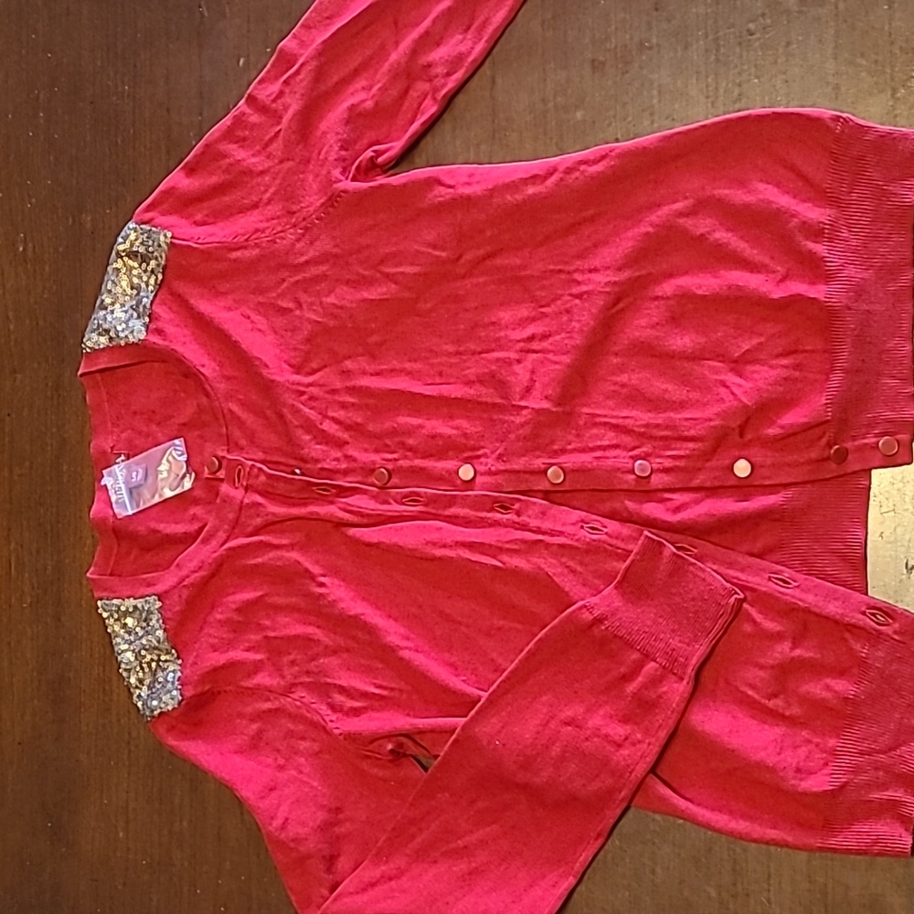 Red Merona cardigan with sequin detail